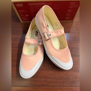 Womens 9 Vans Mary Jane Ballet Chintz Rose Pink Shoe Low Top Buckle New HALF BOX